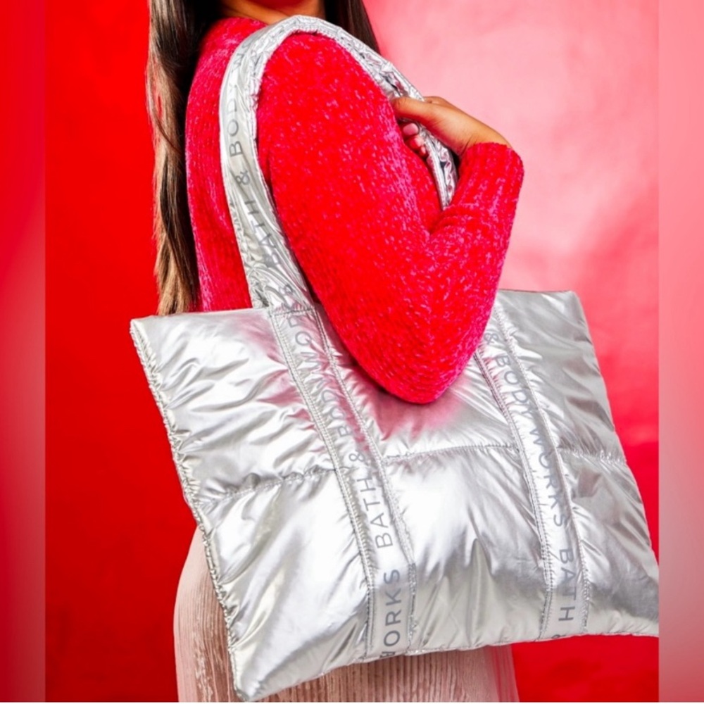 Bath & Body Works Silver Puffer Tote Bag-NEW!